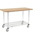 Mobile Workbench with Wire Rack, Shop Square Edge, 60&quot;W x 30&quot;D, Chrome