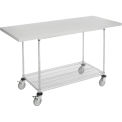 Mobile Workbench with Wire Rack, Plastic Laminate Square Edge, 72&quot;W x 30&quot;D, Chrome