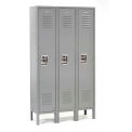 Single Tier Locker, 12x15x60, 3 Door Ready To Assemble, Gray