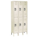 Double Tier Locker, 12x18x36, 6 Door Ready To Assemble, Tan