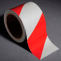 INCOM Reflective Safety Tape, 3"W x 30'L, Striped Red/White, 1 Roll