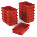 Plastic Dividable Grid Container, 16-1/2&quot;L x 10-7/8&quot;W x 3-1/2&quot;H, Red - Pkg Qty 12