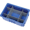 Plastic Dividable Grid Container,16-1/2"L x 10-7/8"W x 6"H, Blue - Pkg Qty 8