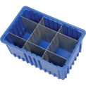 Plastic Dividable Grid Container, 16-1/2&quot;L x 10-7/8&quot;W x 8&quot;H, Blue - Pkg Qty 8