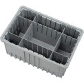Plastic Dividable Grid Container, 16-1/2&quot;L x 10-7/8&quot;W x 8&quot;H, Gray - Pkg Qty 8