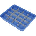 Plastic Dividable Grid Container, 22-1/2&quot;L x 17-1/2&quot;W x 3&quot;H, Blue - Pkg Qty 6