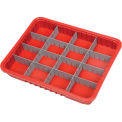 Plastic Dividable Grid Container, 22-1/2&quot;L x 17-1/2&quot;W x 3&quot;H, Red - Pkg Qty 6