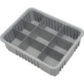 Plastic Dividable Grid Container, 22-1/2&quot;L x 17-1/2&quot;W x 6&quot;H, Gray - Pkg Qty 3