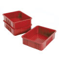 Plastic Dividable Grid Container, 22-1/2&quot;L x 17-1/2&quot;W x 6&quot;H, Red - Pkg Qty 3