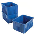Plastic Dividable Grid Container, 22-1/2&quot;L x 17-1/2&quot;W x 12&quot;H, Blue - Pkg Qty 3