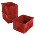 Plastic Dividable Grid Container, 22-1/2&quot;L x 17-1/2&quot;W x 12&quot;H, Red - Pkg Qty 3