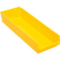 Plastic Shelf Bin Nestable 8-3/8&quot;W x 23-5/8&quot; D x 4&quot;H Yellow - Pkg Qty 6
