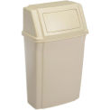 Rubbermaid Wall Mount Trash Can with Swing Lid, 15 Gallong, Beige