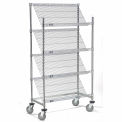 Nexel Chrome Slant Wire Shelving Truck, 4 Shelves, 36"W x 24"D x 69"H