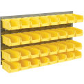 Wall Bin Rack Panel with (32) Yellow Bins, 36x7x19
