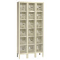 HALLOWELL Safety View Plus 6-Tier Locker - 12x15x12&quot; Openings - 3 Lockers Wide - Unassembled