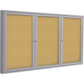 Ghent&#174; Aluminum Frame Three Door Bulletin Board - 96&quot;W X 48&quot;H