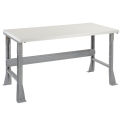 Fixed Height Workbench Flared Leg, 60&quot;W x 30&quot;D x 34&quot;H, 1-5/8&quot; Plastic Laminate Square Edge, Gray