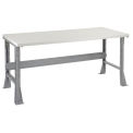 Fixed Height Workbench Flared Leg, 72&quot;W x 30&quot;D x 34&quot;H, 1-5/8&quot; Plastic Laminate Square Edge, Gray
