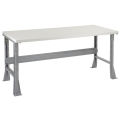 Fixed Height Workbench Flared Leg, 72"W x 36"D x 34"H, 1-5/8" Plastic Laminate Square Edge, Gray