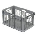 Global Industrial Mesh Straight Wall Container, Solid Base, 23-3/4&quot;Lx15-3/4&quot;Wx12-1/4&quot;H, Gray - Pkg Qty 3