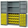 Global Industrial Bin Cabinet with 72 Yellow Bins, 38x24x72, Assembled