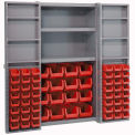Global Industrial Bin Cabinet with 64 Red Bins, 38x24x72, Unassembled