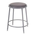 Shop Stool w/Vinyl Upholstered Seat/Steel Frame 18&quot;-27&quot; Adjustable Height  Gray