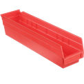 Akro-Mils 30128 Plastic Shelf Bin Nestable - 4-1/8"W x 17-7/8"D x 4"H Red - Pkg Qty 12