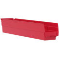Akro-Mils Plastic Shelf Bin, 4-1/8&quot;D x 23-5/8&quot;D x 4&quot;H Red - Pkg Qty 12