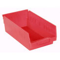 Akro-Mils Plastic Shelf Bin Nestable, 6-5/8&quot;W x 11-5/8&quot;D x 4&quot;H, Red - Pkg Qty 12