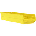 Akro-Mils 30164 Plastic Shelf Bin Nestable - 6-5/8&quot;W x 23-5/8&quot;D x 4&quot;H Yellow - Pkg Qty 6