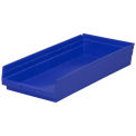 Akro-Mils Plastic Shelf Bin, Nestable, 11-1/8&quot;W x 17-5/8&quot;D x 4&quot;H, Blue - Pkg Qty 12