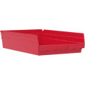 Akro-Mils Plastic Shelf Bin, 11-1/8&quot;W x 17-5/8&quot;D x 4&quot;H Red - Pkg Qty 12