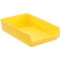 Plastic Shelf Bin Nestable, 11-1/8&quot;W x 17-5/8&quot;D x 4&quot;H Yellow - Pkg Qty 12