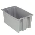 AKRO-MILS Stack and Nest Tote Box - 18x11x9&quot; - Gray - Pkg Qty 6