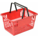 Red Plastic Shopping Basket with Plastic Handle, Large, 19-3/8&quot;L X 13-1/4&quot;W X 10&quot;H - Pkg Qty 12