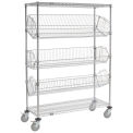 Nexel 5 Shelf Adjustable Mobile Wire Bin Rack, 36&quot;W x 18&quot;D x 69&quot;H