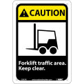 Caution Forklift Traffic Area Sign- Plastic 7&quot;W X 10&quot;H