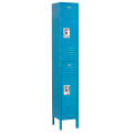 2-Tier 2 Door Locker, 12&quot;Wx15&quot;Dx36&quot;H, Blue, Assembled