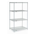 Nexelate Wire Shelving Starter Unit, Silver Epoxy, 36&quot;W X 24&quot;D X 63&quot;H
