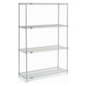 Nexelate Wire Shelving Starter Unit, Silver Epoxy, 48"W X 18"D X 74"H