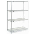 Nexelate Wire Shelving Starter Unit, Silver Epoxy, 48"W X 24"D X 74"H