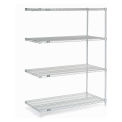 Nexelate Wire Shelving Add-On, Silver Epoxy, 48"W X 24"D X 63"H