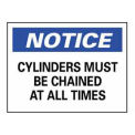 NMC N49RB Safety Signs - Notice Cylinders Must Be Chained - Rigid Plastic 10&quot;H X 14&quot;W