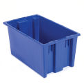 AKRO-MILS Stack and Nest Tote Box - 20x13x8&quot; - Blue - Pkg Qty 6