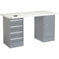 72&quot;W x 30&quot;D Workbench, 1-1/4&quot; Square Edge ESD Top, 4 Drawer/Cabinet