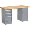 60&quot;W x 30&quot;D Workbench, 1-3/4&quot; Safety Edge Maple Top, 3 Drawer/Cabinet