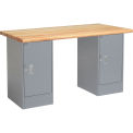 72&quot;W x 30&quot;D Workbench, 1-3/4&quot; Safety Edge Maple Top, Cabinet/Cabinet