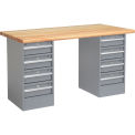 72&quot;W x 30&quot;D Workbench, 1-3/4&quot; Safety Edge Maple Top, 4 Drawer/4 Drawer